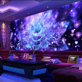 Özel 3D Büyük Duvar Kağıdı Duvar resimleri KTV Bar Balo salonu Karaoke Soyut Göz kamaştırıcı renkli ışık Çiçek Fotoğraf Duvar Kağıdı Duvarlar için