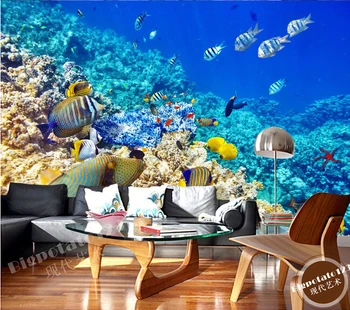 Özel 3D büyük duvar resimleri, güzel rüya renkli derin deniz balığı mercan manzara, oturma odası kanepe TV duvar yatak odası duvar kağıdı