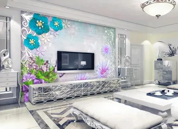 Özel Boyut Modern 3D Duvar Fantezi Kristal Kelebek Takı Duvar Kağıdı Oturma Odası Yatak Odası Arka Plan Duvar Ev Dekor