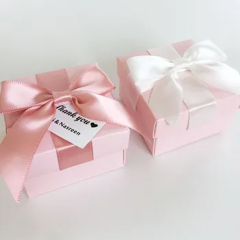 Özelleştirilmiş Pembe Altın Kağıt Nişan Yıldönümü kız erkek bebek Doğum Günü düğün parti şeker kutusu favor hediyeler kutuları misafirler için