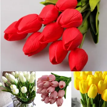 Ücretsiz kargo 20 ADET/GRUP PU Mini Lale Yapay Çiçek Gerçek Dokunmatik Düğün Çiçek Süs Ev Oturma Parti Dekorasyon İçin