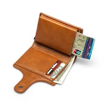 Üretici nokta kredi kartı koruyucu RFID kart çantası toka kısa anti hırsızlık fırça erkek cüzdan