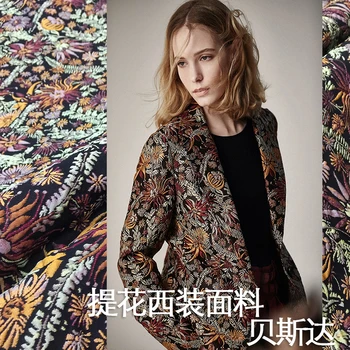 İlkbahar ve sonbahar ve kış high-end takım elbise rüzgar ceketi ceket jakarlı moda ağır kumaş nakış moda brokar Kapanış