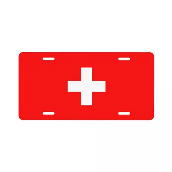 İsviçre Bayrağı Beyaz Çapraz 6inX12in araba lisansı plaka dekorasyon