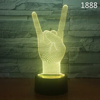 İşaret Dili El Hareketi Kaya 3D Gece Lambası Akrilik Lazer Stereo Illusion 7/16 Renkler Uzaktan Çocuk Arkadaşlar Hediye Oyuncaklar