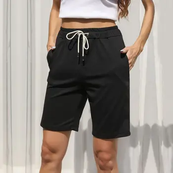 Şort Kadın Yaz 2021 Siyah Kısa Kadın kısa pantolon Femme Pamuk Yüksek Bel Streetwear düz Pantolon