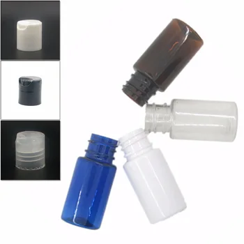 şeffaf/beyaz disk üstü kapaklı 10ml yuvarlak boş şeffaf/beyaz/mavi pet plastik şişe X 10