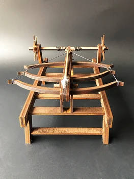 Modelo de carro antiguo de madera juguete de rompecabezas 3D para Siege modelo de cama de tres arcos de ballesta bricolaje